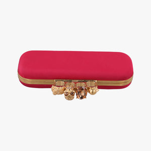 Vintage Alexander McQueen Four Ring Red Fabric clutchbag | stylenewstar
