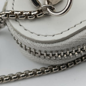 Pre-owned Prada Triangle Chain Pouch White Leather shoulderbag | stylenewstar