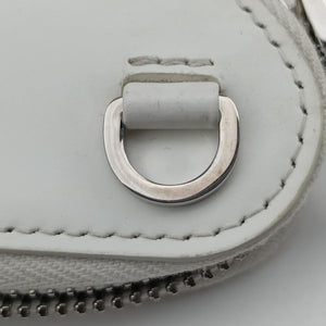Pre-owned Prada Triangle Chain Pouch White Leather shoulderbag | stylenewstar
