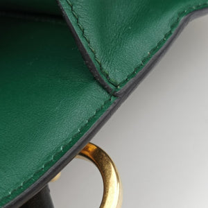 Pre-owned Prada Cahier Green×black Leather 1BD045 shoulderbag | stylenewstar