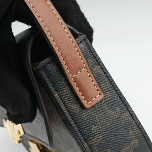 Pre-owned Celine Claude Triomphe Brown PVC coated canvas shoulderbag | stylenewstar