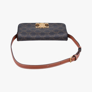 Pre-owned Celine Claude Triomphe Brown PVC coated canvas shoulderbag | stylenewstar