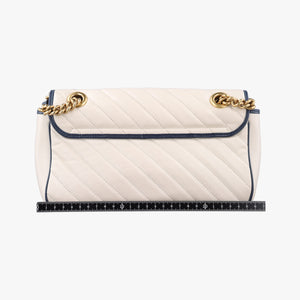 Pre-owned Gucci GG Marmont White/Blue Leather 443497 shoulderbag | stylenewstar