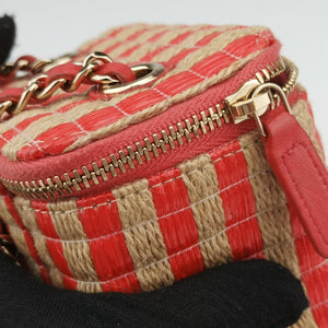 Pre-owned Chanel Raffia CC Mini Vanity Orange x Beige Raffia × Leather AP1998 shoulderbag | stylenewstar