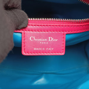 Pre-owned Christian Dior Lady Dior Navy×Pink×Light Blue lambskin shoulderbag | stylenewstar