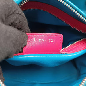 Pre-owned Christian Dior Lady Dior Navy×Pink×Light Blue lambskin shoulderbag | stylenewstar