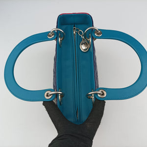 Pre-owned Christian Dior Lady Dior Navy×Pink×Light Blue lambskin shoulderbag | stylenewstar