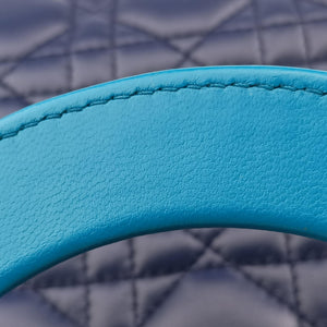 Pre-owned Christian Dior Lady Dior Navy×Pink×Light Blue lambskin shoulderbag | stylenewstar