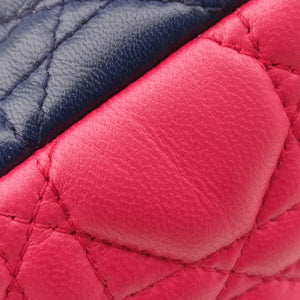 Pre-owned Christian Dior Lady Dior Navy×Pink×Light Blue lambskin shoulderbag | stylenewstar