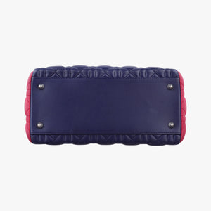 Pre-owned Christian Dior Lady Dior Navy×Pink×Light Blue lambskin shoulderbag | stylenewstar