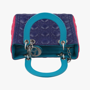 Pre-owned Christian Dior Lady Dior Navy×Pink×Light Blue lambskin shoulderbag | stylenewstar