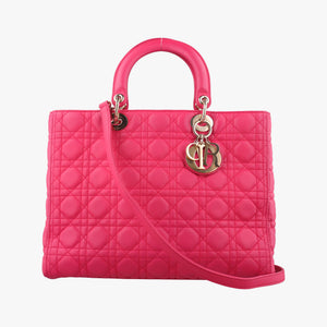 Pre-owned Christian Dior Lady Dior Rose lambskin shoulderbag | stylenewstar