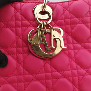 Pre-owned Christian Dior Lady Dior Rose lambskin shoulderbag | stylenewstar