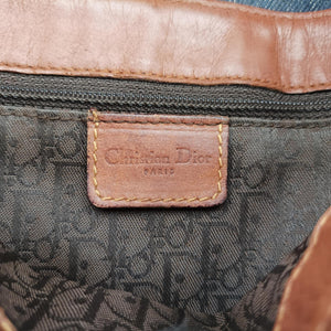 Pre-owned Christian Dior Street Chic Brown×blue canvasxleather shoulderbag | stylenewstar