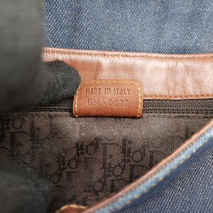 Pre-owned Christian Dior Street Chic Brown×blue canvasxleather shoulderbag | stylenewstar