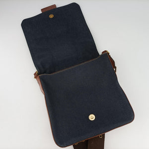 Pre-owned Christian Dior Street Chic Brown×blue canvasxleather shoulderbag | stylenewstar