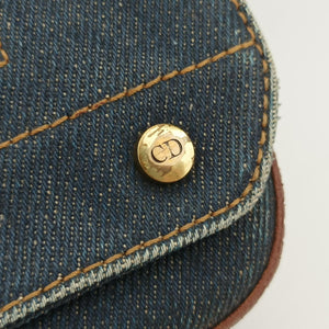 Pre-owned Christian Dior Street Chic Brown×blue canvasxleather shoulderbag | stylenewstar