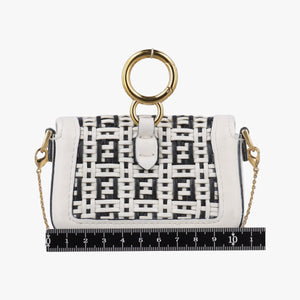 Pre-owned Fendi Nano Baguette Charm Black/White Leather 7AR844 shoulderbag | stylenewstar