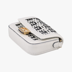 Pre-owned Fendi Nano Baguette Charm Black/White Leather 7AR844 shoulderbag | stylenewstar