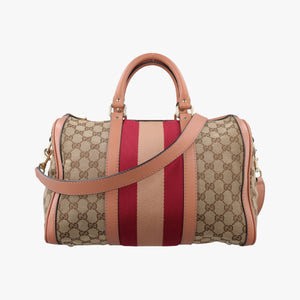 Pre-owned Gucci Sherry Line Beige×red×orange Canvas×Leather 247205 shoulderbag | stylenewstar