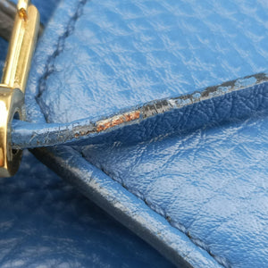 Pre-owned Prada Vitello Daino Sound Flap Top Handle Blue Leather BR5034 shoulderbag | stylenewstar