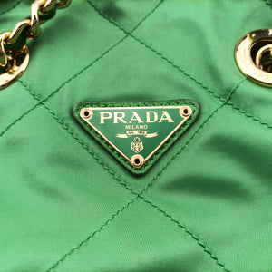 Pre-owned Prada quilted tessuto Green Nylon x leather shoulderbag | stylenewstar