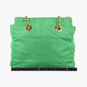 Pre-owned Prada quilted tessuto Green Nylon x leather shoulderbag | stylenewstar