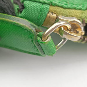 Pre-owned Prada quilted tessuto Green Nylon x leather shoulderbag | stylenewstar