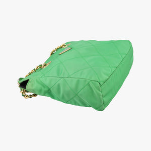 Pre-owned Prada quilted tessuto Green Nylon x leather shoulderbag | stylenewstar