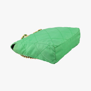 Pre-owned Prada quilted tessuto Green Nylon x leather shoulderbag | stylenewstar
