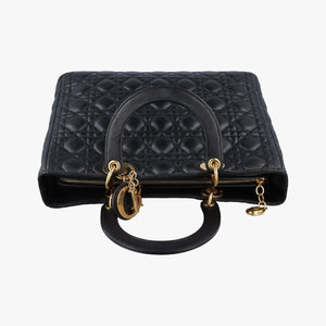 Pre-owned Christian Dior Lady Dior Black lambskin handbag | stylenewstar