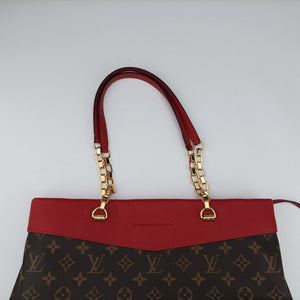 Pre-owned Louis Vuitton PALLAS SHOPPER Brown×CERISE Monogram Canvas×calf leather M51197 shoulderbag | stylenewstar