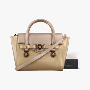Pre-owned VERSACE Medusa Golden Patent x Leather shoulderbag | stylenewstar