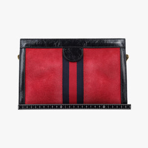 Pre-owned Gucci Ophidia Red×Black Suede×Patent 503877 shoulderbag | stylenewstar
