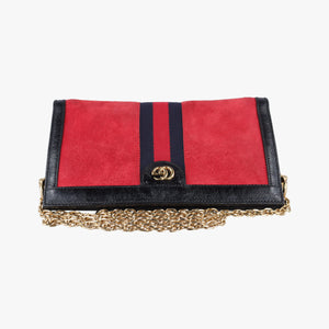 Pre-owned Gucci Ophidia Red×Black Suede×Patent 503877 shoulderbag | stylenewstar