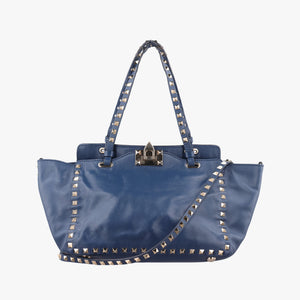 Pre-owned Valentino Rockstud Navy Leather shoulderbag | stylenewstar