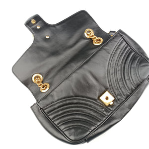 Pre-owned Gucci GG Marmont Black Leather 443497 shoulderbag | stylenewstar