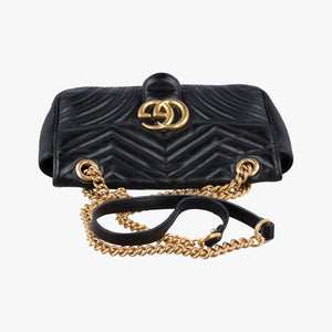 Pre-owned Gucci GG Marmont Black Leather 443497 shoulderbag | stylenewstar