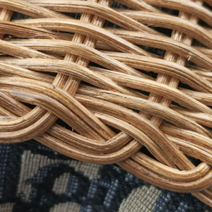 Pre-owned Christian Dior Wicker Basket Camel×Navy Natural wicker×Dior oblique jacquard shoulderbag | stylenewstar