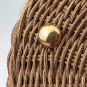 Pre-owned Christian Dior Wicker Basket Camel×Navy Natural wicker×Dior oblique jacquard shoulderbag | stylenewstar