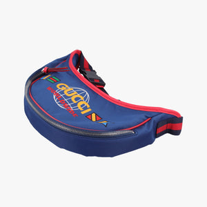 Pre-owned Gucci kids half moon bag Blue×Red nylon 611686 shoulderbag | stylenewstar