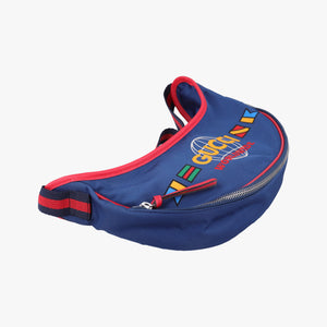 Pre-owned Gucci kids half moon bag Blue×Red nylon 611686 shoulderbag | stylenewstar