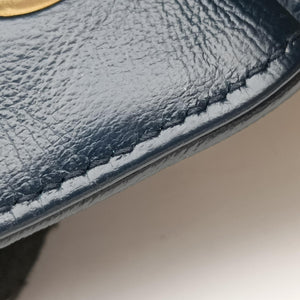 Pre-owned Gucci GG Marmont White×navy Leather 443497 shoulderbag | stylenewstar