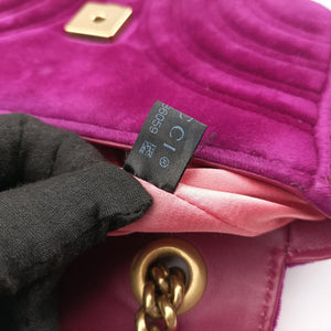 Pre-owned Gucci GG Marmont Purple velour 446744 shoulderbag | stylenewstar