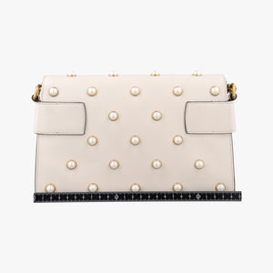 Pre-owned Gucci Broadway Pearl Bee White Leather 453778 shoulderbag | stylenewstar
