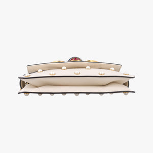 Pre-owned Gucci Broadway Pearl Bee White Leather 453778 shoulderbag | stylenewstar