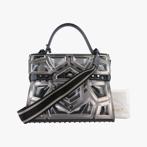 Pre-owned Delvaux Tempete Gladiator Top Handle Clear × Silver × Black PVC (Vinyl) × Metal Panels ×Rubber Trim shoulderbag | stylenewstar