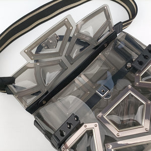 Pre-owned Delvaux Tempete Gladiator Top Handle Clear × Silver × Black PVC (Vinyl) × Metal Panels ×Rubber Trim shoulderbag | stylenewstar