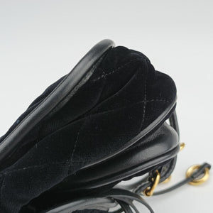 Pre-owned Prada Fringe Charms Black Leather×velour IBL002 shoulderbag | stylenewstar