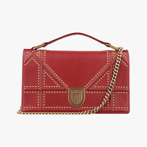 Pre-owned Christian Dior Diorama Red lambskin shoulderbag | stylenewstar